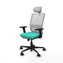PIQUERAS Y CRESPO Silla de oficina Haches con mecanismo Sincro/Traslack, Turquesa y Blanco