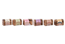 DKD Home Decor Set de 10 (12 Unidades) Caja Indio Multicolor Marron Madera 5 x 6 x 9 cm