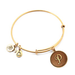 Alex And Ani Pulsera de Metal con Letra P en Dorado