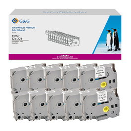 G&G 10 paquetes de cintas de etiquetas compatibles con Brother TZe-221, 9 mm x 8 m