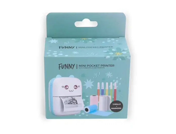 Wondee Mini Impresora Térmica Funny Azul Bluetooth Inalámbrica Portátil Sin Tinta para Móvil iOS Android