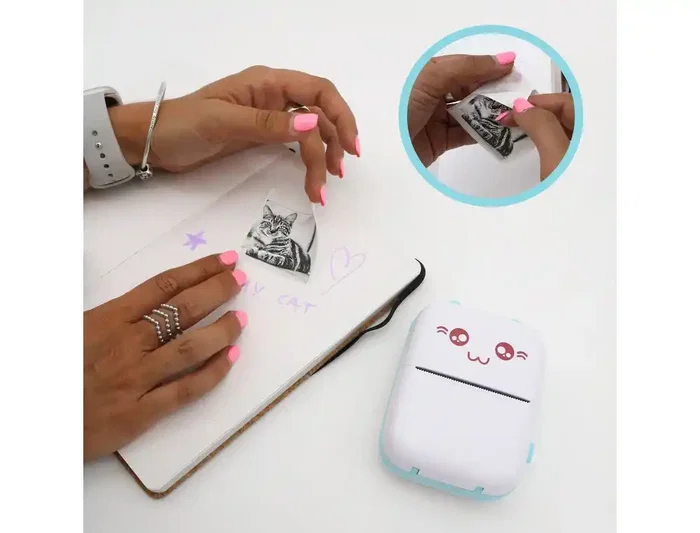 Wondee Mini Impresora Térmica Funny Azul Bluetooth Inalámbrica Portátil Sin Tinta para Móvil iOS Android