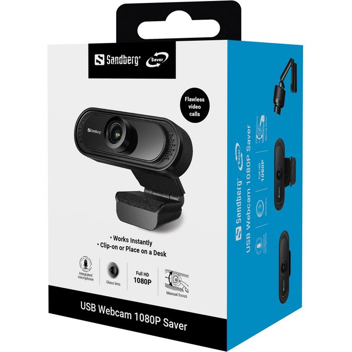 Sandberg USB Webcam 1080P Saver para Reuniones en Línea con Micrófono Estéreo Sandberg USB Webcam 1080P Saver para Reuniones en Línea con Micrófono Estéreo