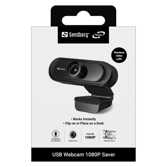 Sandberg USB Webcam 1080P Saver Negro