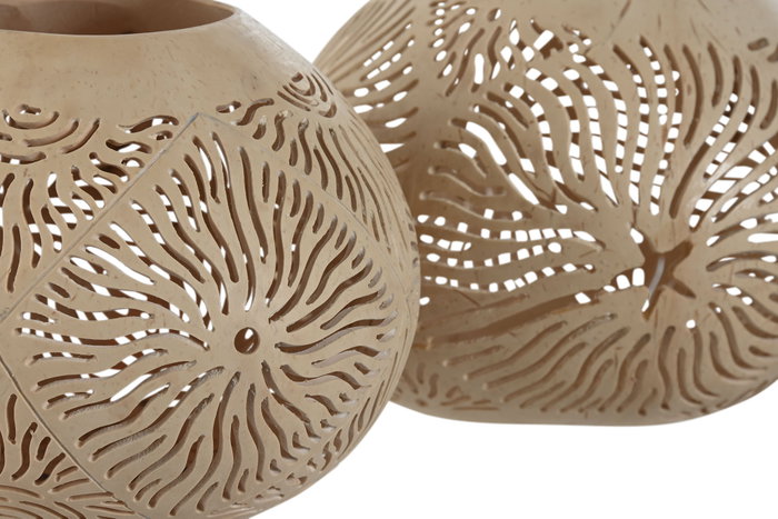 DKD Home Decor Set de 2 piezas de decoración de coco tallado a mano DKD Home Decor Set de 2 piezas de decoración de coco tallado a mano