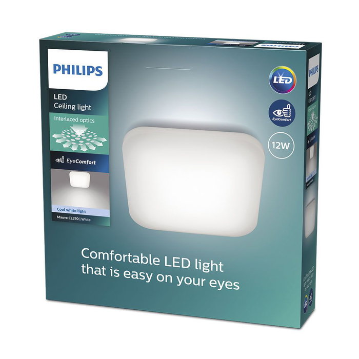 Philips Plafón Led Cuadrado Mauve 12W 4000K 1300 Lm 26x26x6.5 cm