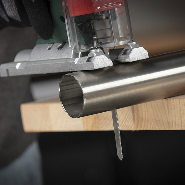 Wolfcraft Hojas de sierra de calar HSS con vástago en T para tubos de metal de ø110 mm