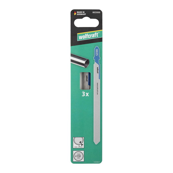 Wolfcraft Hojas de sierra de calar HSS con vástago en T para tubos de metal de ø110 mm