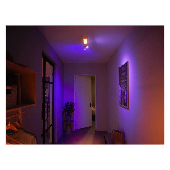 Philips Hue White and Color Ambiance Plafón Centris Smart LED Spot de 2 focos, Bluetooth/Zigbee, GU10, compatible con Alexa, Google Assistant y HomeKit