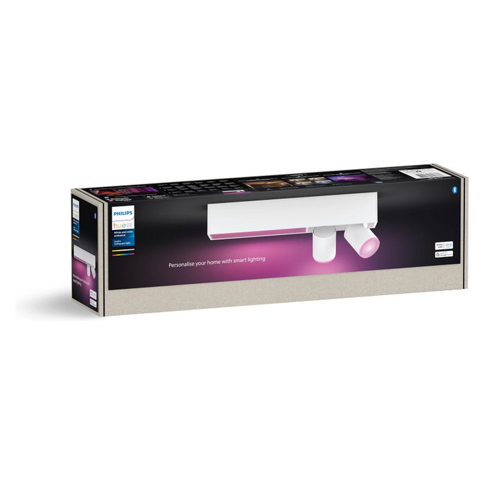 Philips Hue White and Color Ambiance Plafón Centris Smart LED Spot de 2 focos, Bluetooth/Zigbee, GU10, compatible con Alexa, Google Assistant y HomeKit