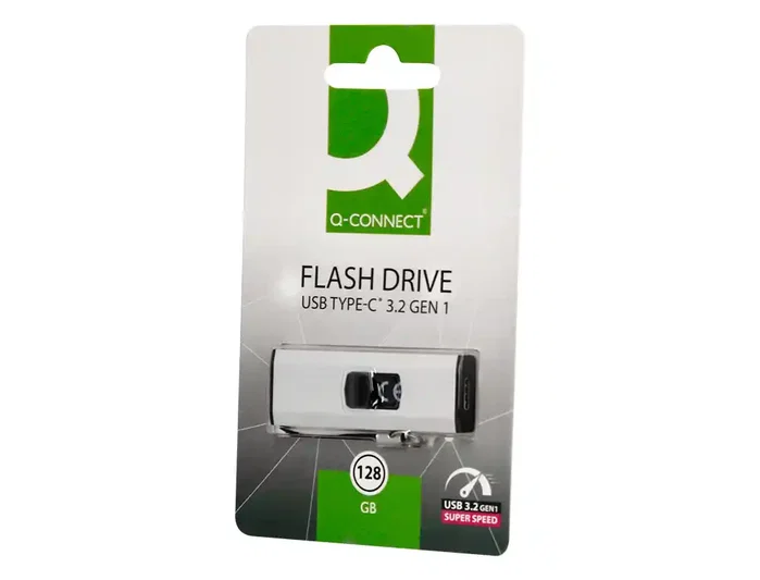 Q-connect Memoria USB 128 GB 3.2 Tipo C Flash Drive Plateado Q-connect Memoria USB 128 GB 3.2 Tipo C Flash Drive Plateado