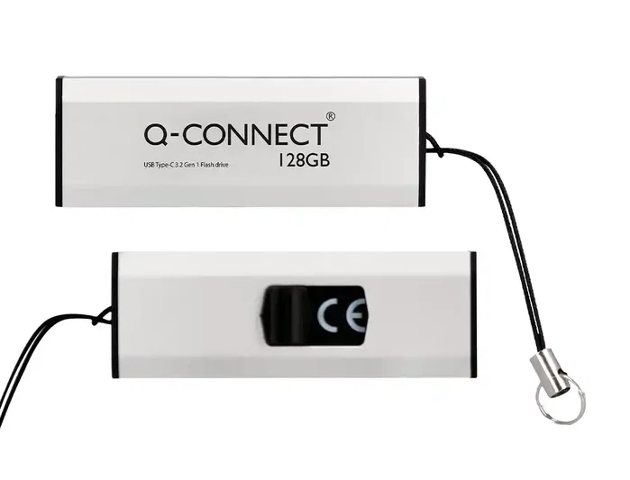 Q-connect Memoria USB 128 GB 3.2 Tipo C Flash Drive Plateado Q-connect Memoria USB 128 GB 3.2 Tipo C Flash Drive Plateado