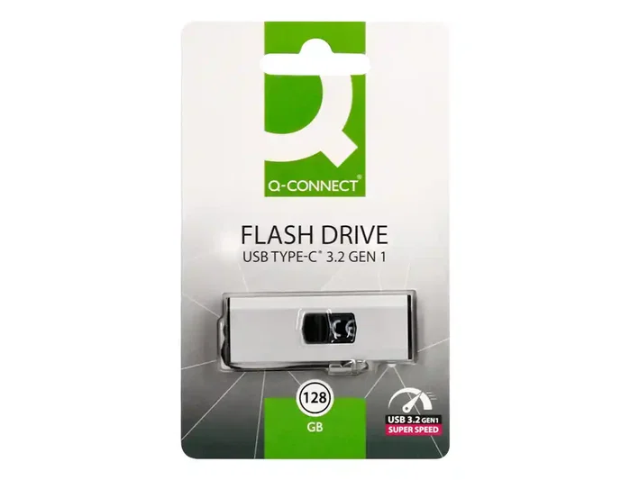 Q-connect Memoria USB 128 GB 3.2 Tipo C Flash Drive Plateado Q-connect Memoria USB 128 GB 3.2 Tipo C Flash Drive Plateado