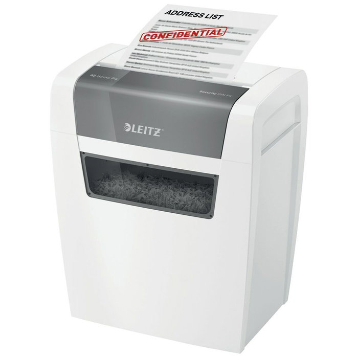 LEITZ IQ home Trituradora de documentos con corte de partículas, 6 hojas, blanco
