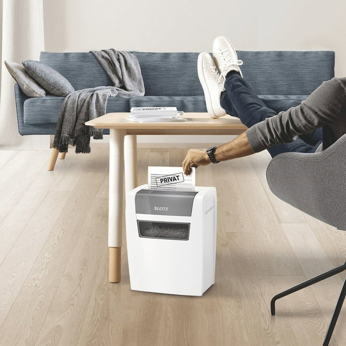 LEITZ IQ home Trituradora de documentos con corte de partículas, 6 hojas, blanco
