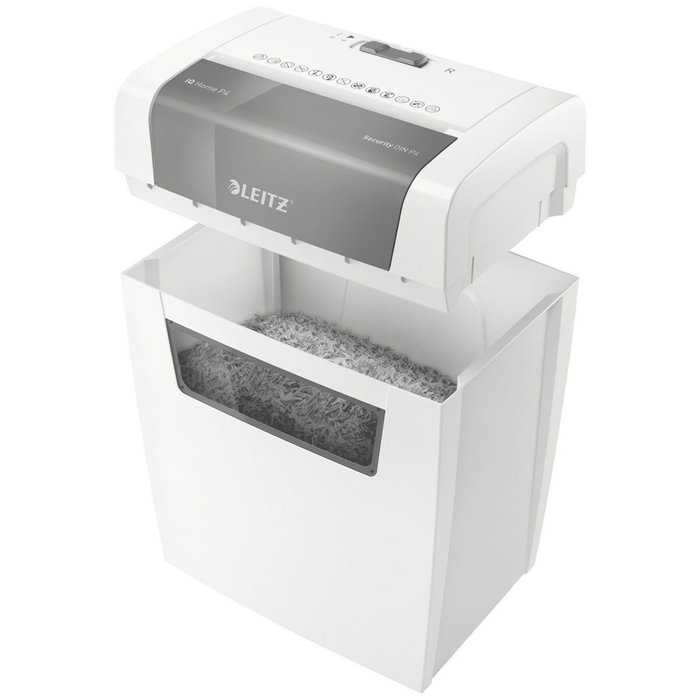 LEITZ IQ home Trituradora de documentos con corte de partículas, 6 hojas, blanco