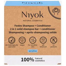 NIYOK Champu y Acondicionador Solido 2 en 1 para Cabello Sensible 80 Gr