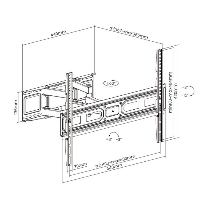Equip Soporte Pared TV 650337 Vesa Hasta 600x400 Movimiento Completo Soporta Hasta 40 Kg
