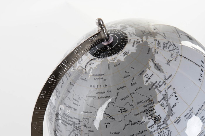 DKD Home Decor Globo Terráqueo con Base de Pie Blanco Metal y Plástico