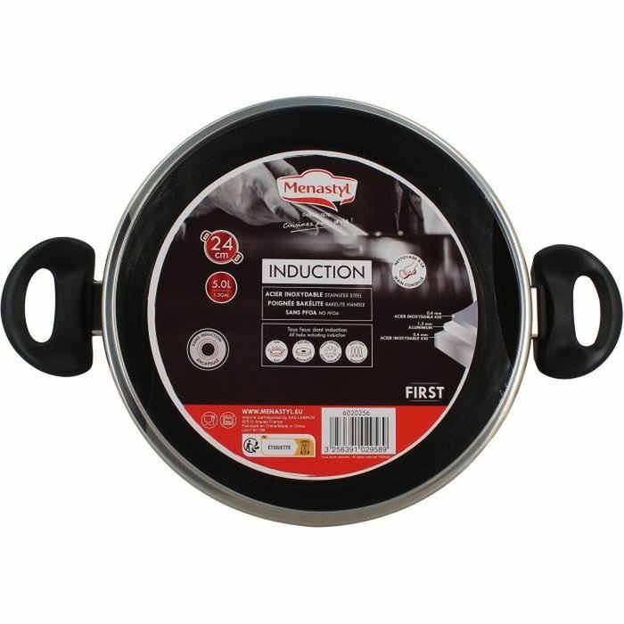 Menastyl Horno holandés de acero inoxidable de 24 cm