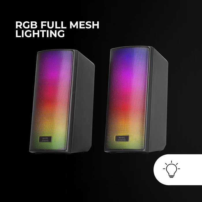 Mars Gaming MSRGB2 Altavoces Bluetooth con Iluminación RGB Full Mesh, 15W, Negro