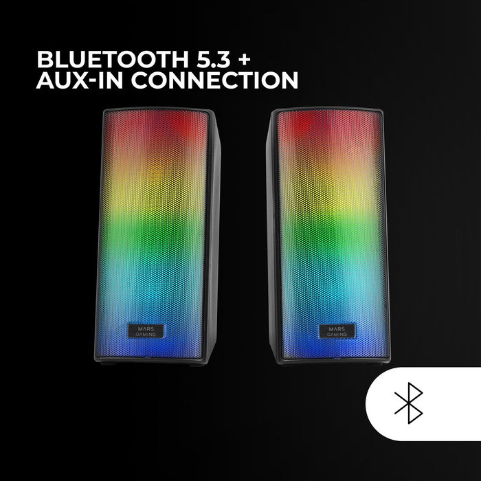 Mars Gaming MSRGB2 Altavoces Bluetooth con Iluminación RGB Full Mesh, 15W, Negro