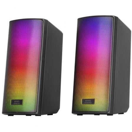 Mars Gaming Altavoces Bluetooth MSRGB2 Negro Iluminación RGB Full Mesh 15W DSP Control Volumen Conexión Jack 3.5mm BT 5.0