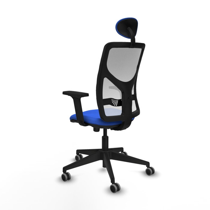 PIQUERAS Y CRESPO Silla de oficina Motilla con Mecanismo Sincro, Tela Azul y Malla Blanca