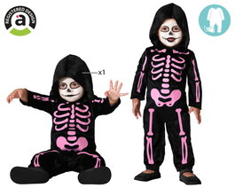 Mono Disfraz de Esqueleto Rosa con Capucha para Bebé Unisex, Talla 6-12 Meses