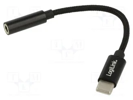 LOGILINK Adaptador de Audio USB-C a Jack 3,5 mm TRRS, 0,13 m, Negro