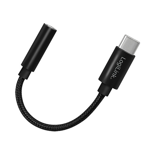 LOGILINK Adaptador de Audio USB-C a Jack 3,5 mm TRRS, 0,13 m, Negro