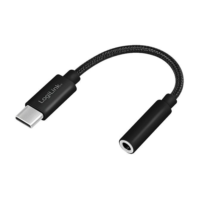 LOGILINK Adaptador de Audio USB-C a Jack 3,5 mm TRRS, 0,13 m, Negro