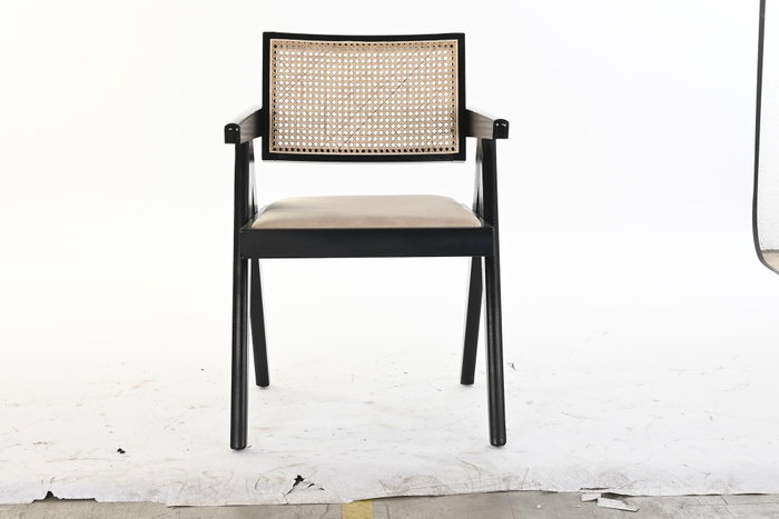 DKD Home Decor Silla Olmo Ratan Tapizado Negro