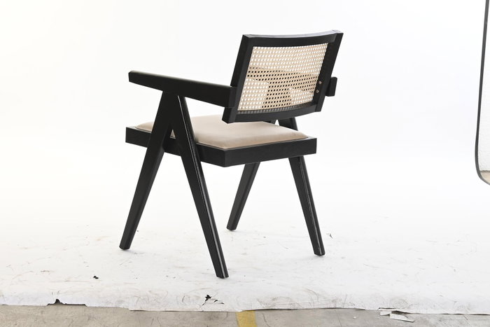 DKD Home Decor Silla Olmo Ratan Tapizado Negro