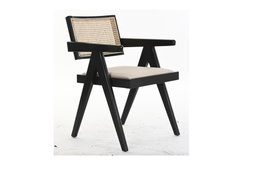 DKD Home Decor Silla Olmo Ratan Tapizado Negro