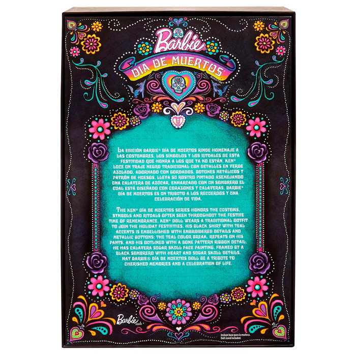 Barbie Ken Signature Día de Muertos 2024 HRM73 - Muñeco Colección con Maquillaje Catrino y Traje Negro Bordado de Huesos, Flores y Calaveras Barbie Ken Signature Día de Muertos 2024 HRM73 - Muñeco Colección con Maquillaje Catrino y Traje Negro Bordado de Huesos, Flores y Calaveras
