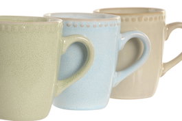 DKD Home Decor Mug Moderno Jiahua 26 350ml 8.5x10x12cm Verde Azul Beige 12 Unidades