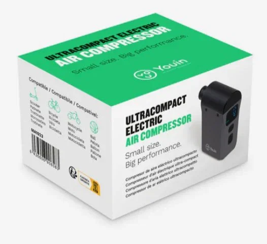 Youin MA1023 Compresor de Aire Portátil con Batería, 15 l/min, 6.9 bar, Manómetro Integrado, Negro