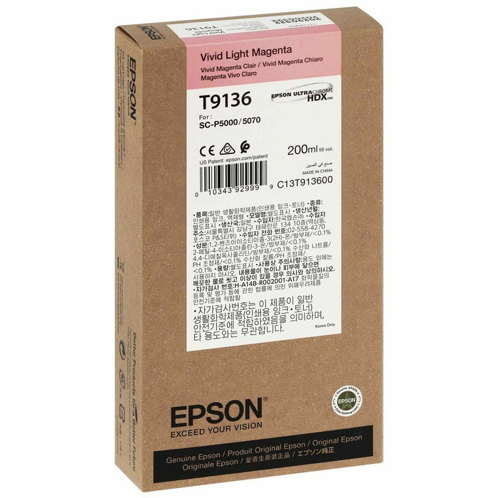 Epson Cartucho de Tinta Vivid Light Magenta T9136 (200 ml)