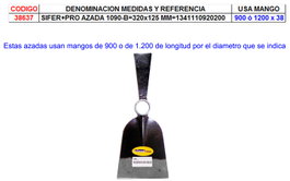 SIFER PRO Azada 1090-B 320x125 mm