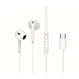 Conceptronic Brendan02W Auriculares intrauditivos USB-C con micrófono, controles en línea y cable de 1.2m - Color Blanco