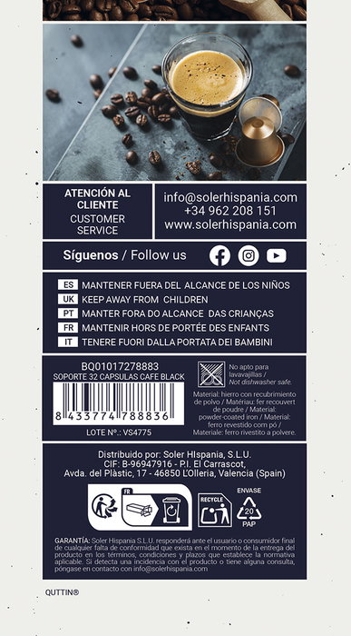 Inde Soporte para 32 Cápsulas de Café Negro (12 Unidades)