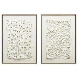 DKD Home Decor Cuadro Lienzo 3D Surtido de 2 Unidades 50x3x70 cm Blanco