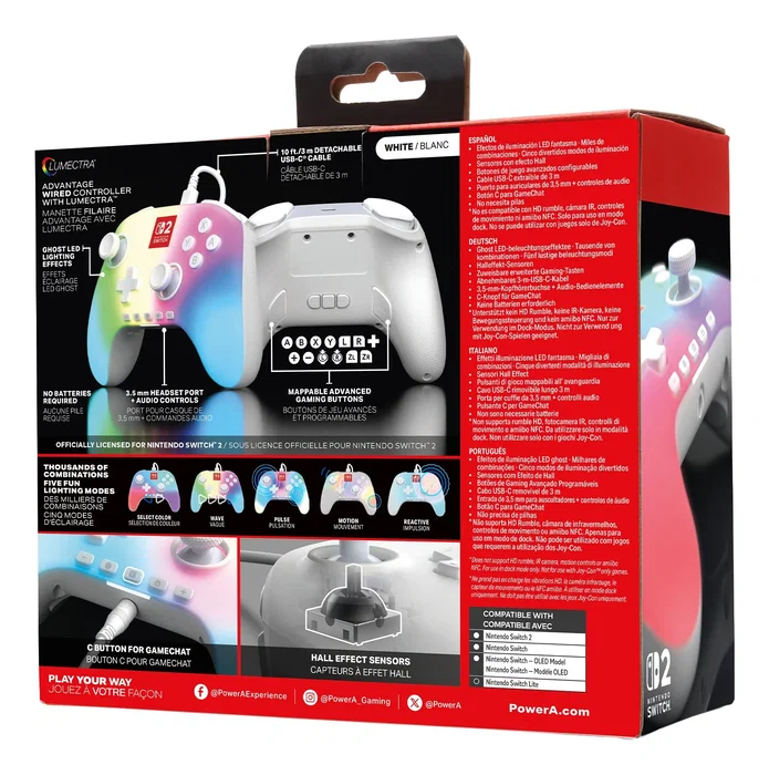 Powera advantage blanco usb gamepad analÓgico/digital nintendo switch 2