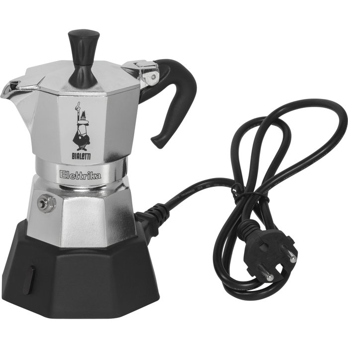 Bialetti Moka Elettrika 2TZ, Cafetera moka eléctrica compacta Plata / Negro
