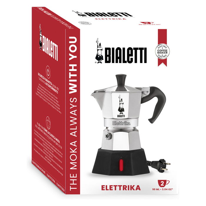 Bialetti Moka Elettrika Cafetera Moka Eléctrica 2 Tazas Passion Red Aluminio Negro