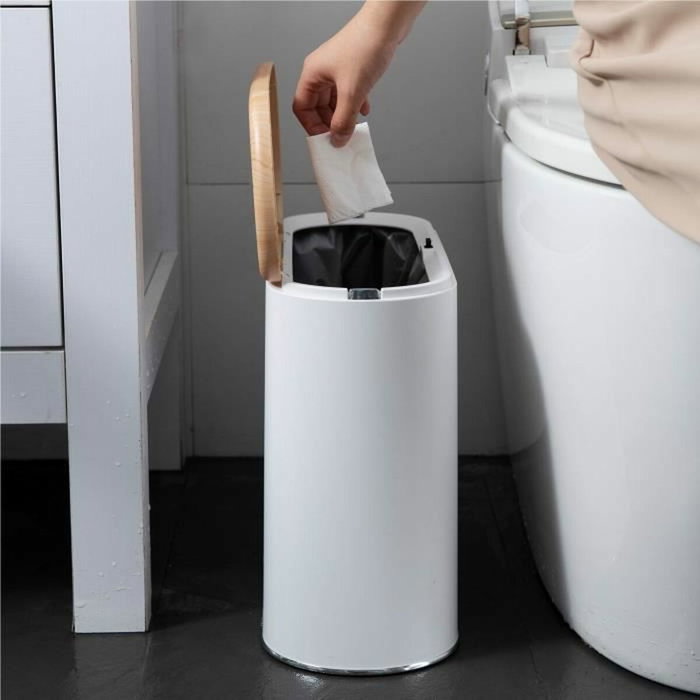 Kitchen Move Papelera de baño con empuje estrecho 10 L Madera Kitchen Move Papelera de baño con empuje estrecho 10 L Madera