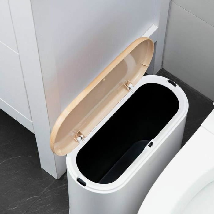 Kitchen Move Papelera de baño con empuje estrecho 10 L Madera Kitchen Move Papelera de baño con empuje estrecho 10 L Madera