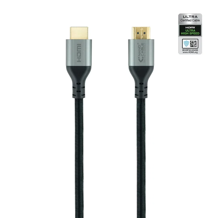 Nanocable 10.15.8102 Cable HDMI 2.1 Ultra High Speed Certificado Tipo A Macho-Macho 2m - Negro, 48Gbps, 8K@60Hz, 4K@120Hz, eARC, HDR