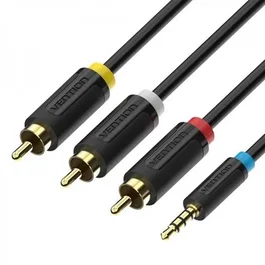Vention Cable de Audio y Vídeo Jack 2,5 mm a 3 RCA, 1,5 m, Negro